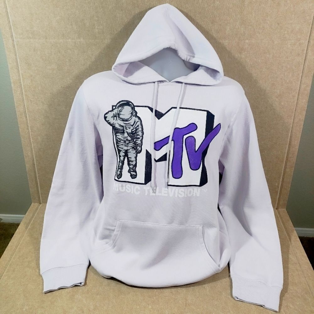 MTV Vintage Style Long Sleeve Unisex Hoodie Lilac Mens Womens #L
